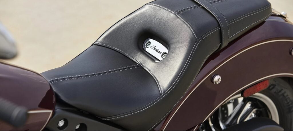 Indian Motorcycle Scout low height seat with brand badging