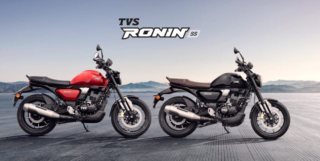 tvs ronin ss magma red and lightning black colors