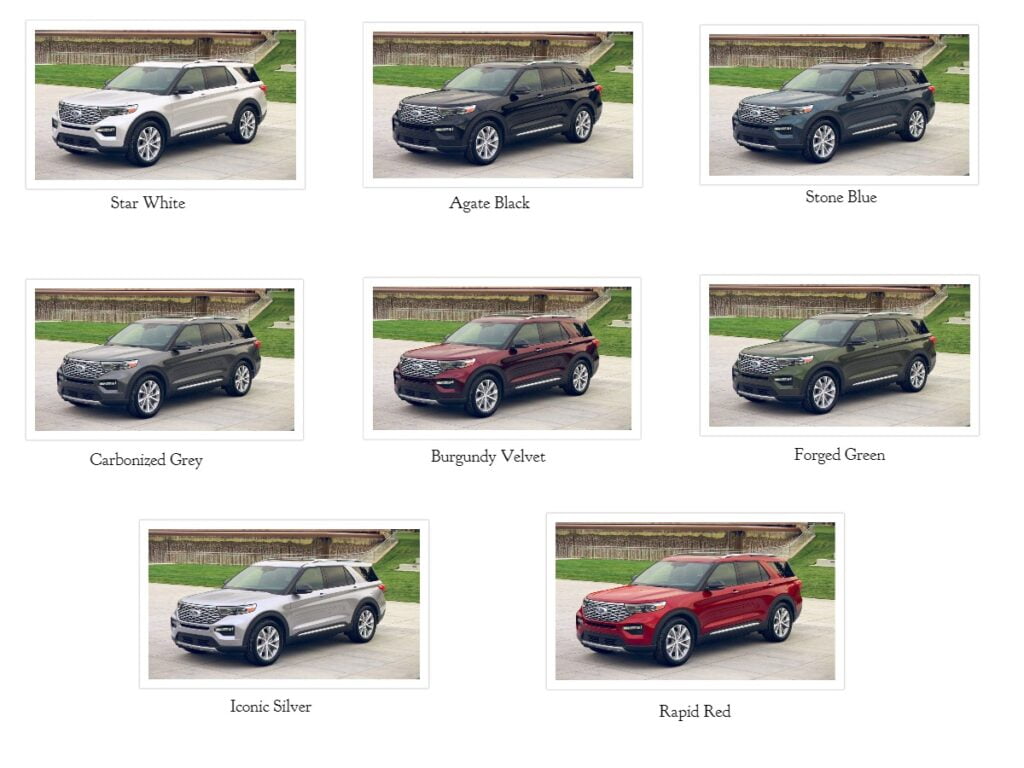 2022 Ford Explorer all eight colors