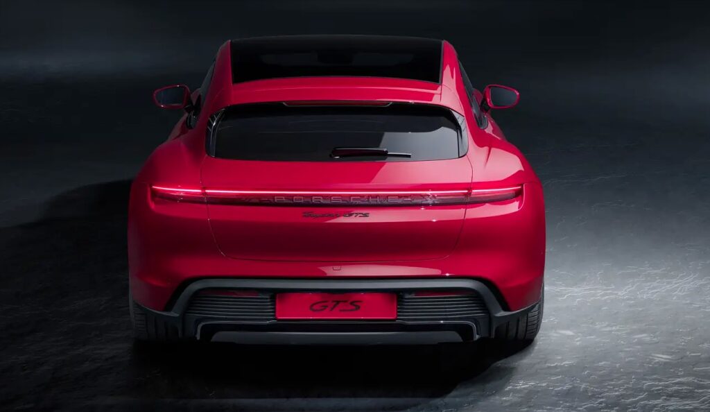 2023 Porsche Taycan Sedan rear in red